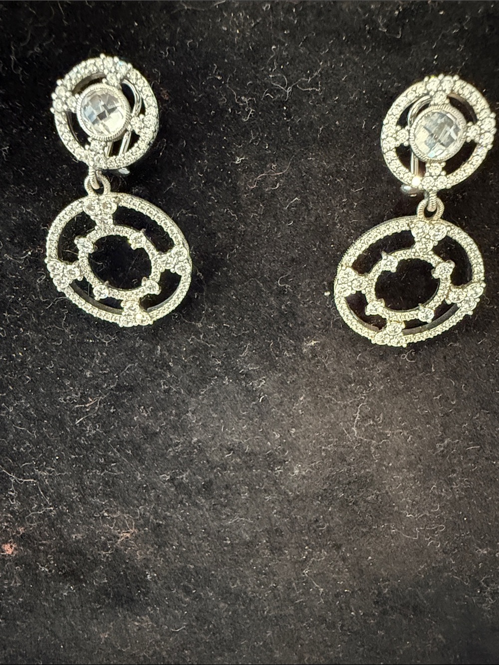 Judith Ripka double circle sterling and diamonique earrings